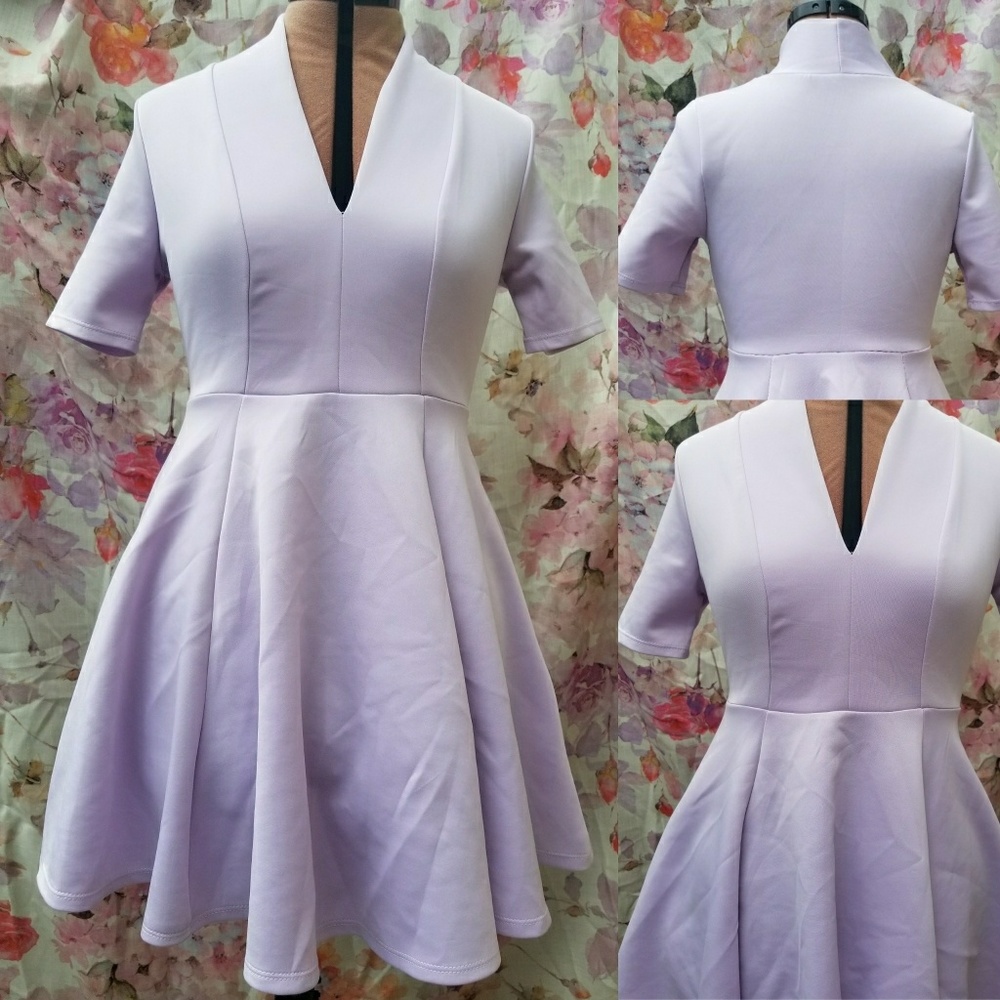 Purple pleated midi dress